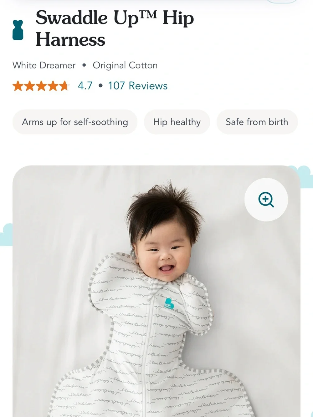 Love to dream swaddle up hip harness size small
